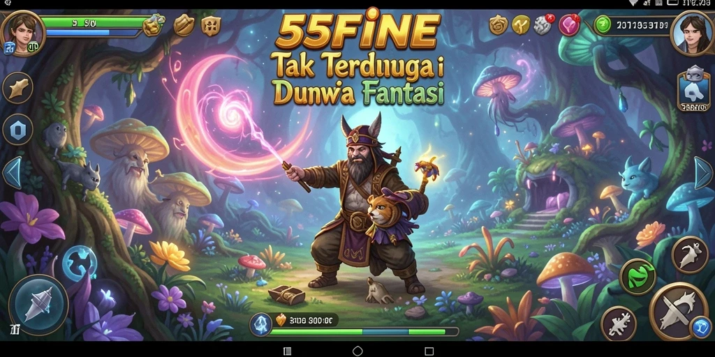 Gameplay 55FIVE menampilkan petualangan penuh aksi dan eksplorasi di dunia fantastis.