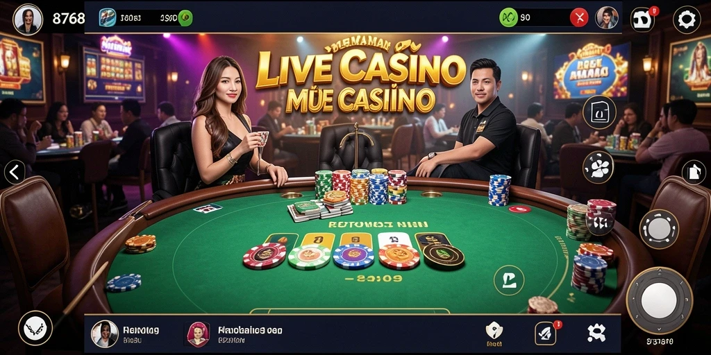 Gameplay nyata di 8768 dengan dealer langsung yang profesional.