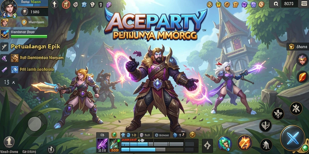 Screenshot permainan ACEPARTY menampilkan petualangan seru di dunia MMORPG.