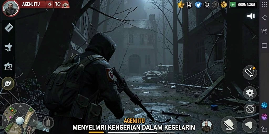 Screenshot menampilkan suasana mencekam dalam gameplay AGENJITU.