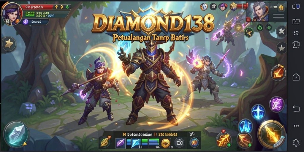 Screenshot utama DIAMOND138 menampilkan aksi bertarung yang seru dan menantang.