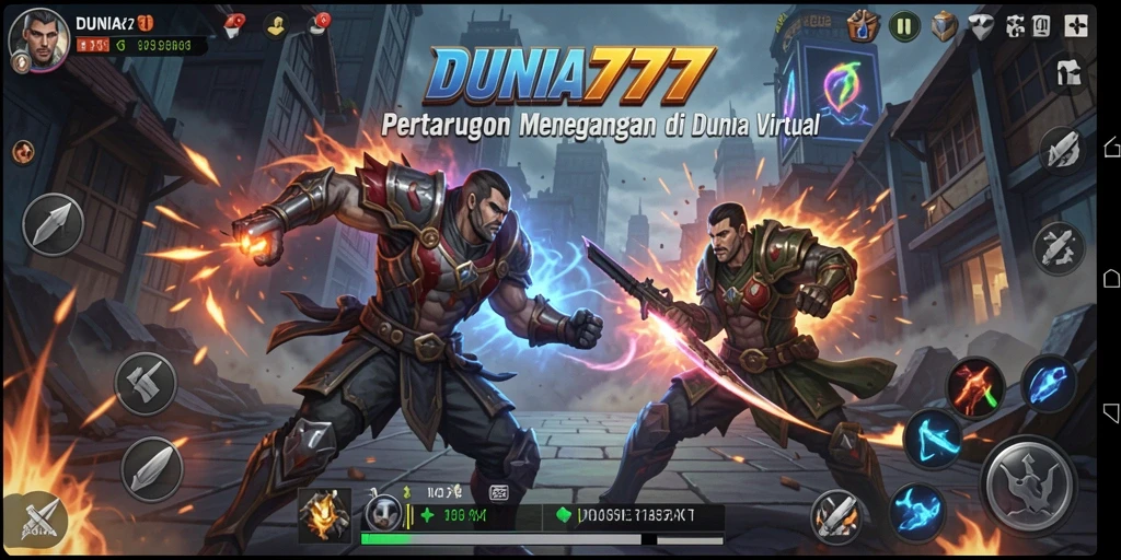 Tampilan gameplay DUNIA777 yang seru dan mendebarkan saat bertarung.