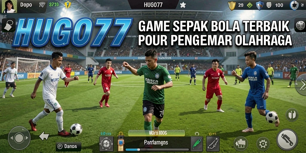 Tangkapan layar HUGO77 menunjukkan aksi seru permainan sepak bola.