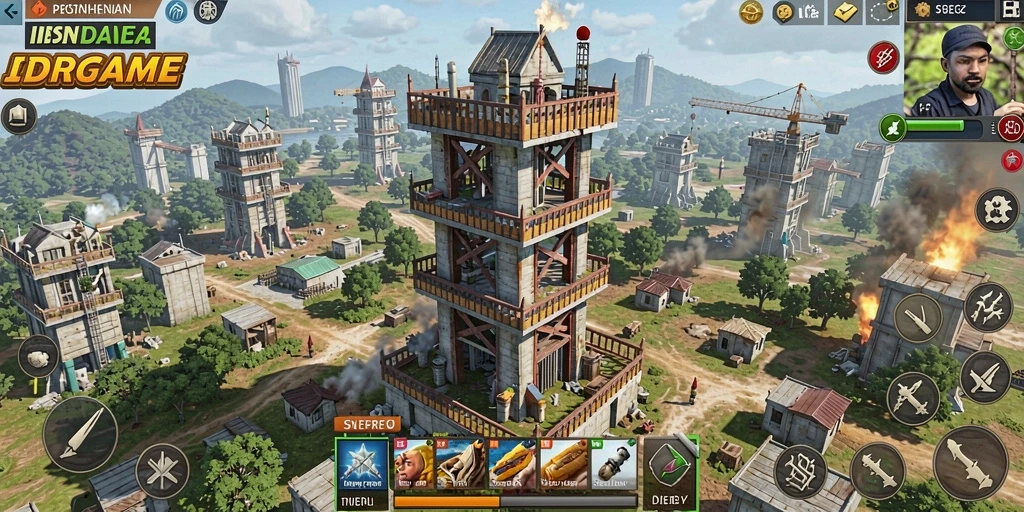 Tampilan gameplay seru di IDRGAME dengan pertahanan menara yang strategis.