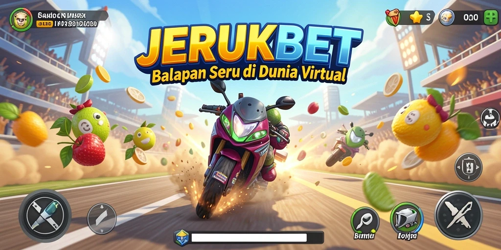 Tampilan gameplay JERUKBET yang mendebarkan saat balapan.