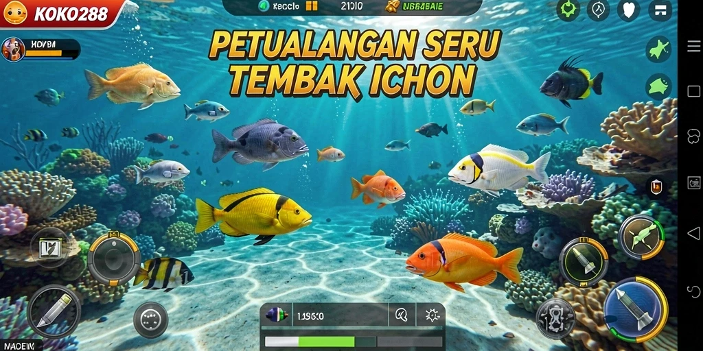 Tampilan gameplay seru KOKO288 saat berburu ikan.