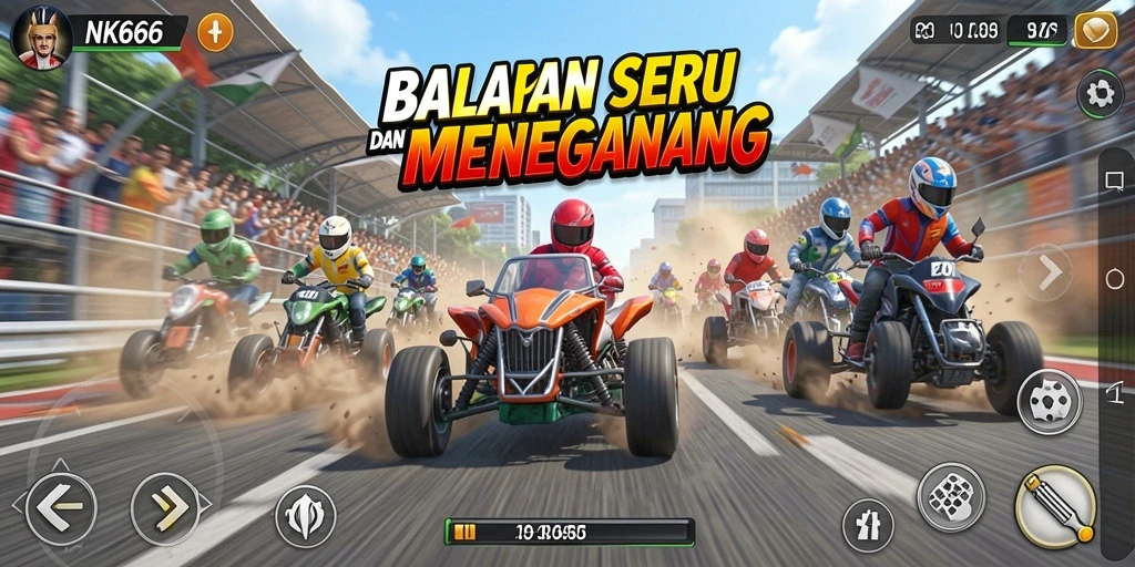 Screenshot dari gameplay NK666 yang menunjukkan aksi balapan yang mendebarkan.