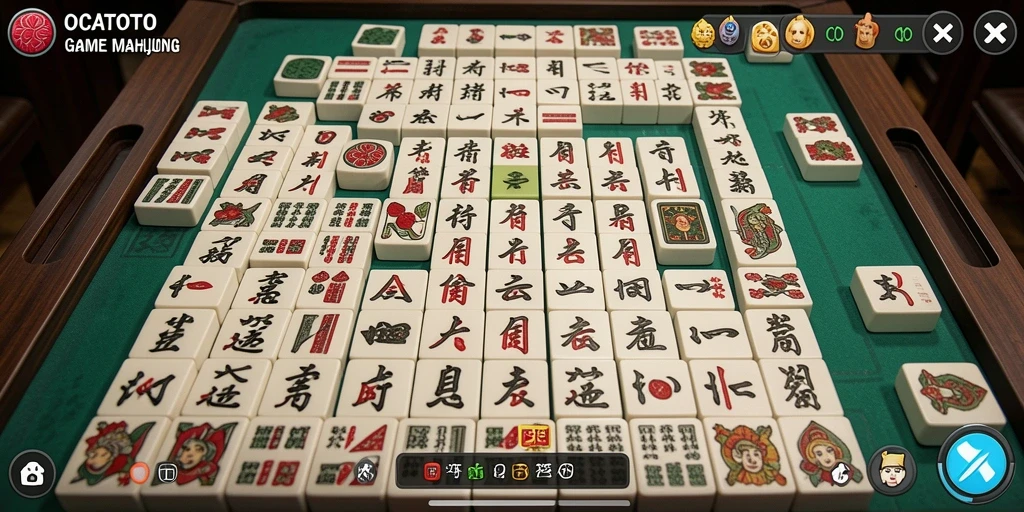 Tampilan gameplay menawan dari OCATOTO dengan elemen Mahjong.