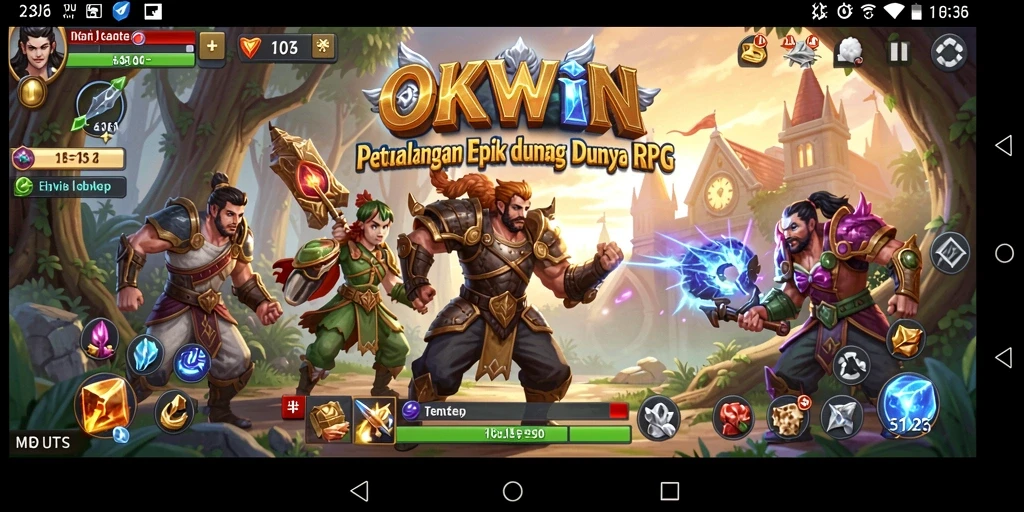 Tampilan screenshot gameplay OKWIN yang menampilkan petualangan seru.