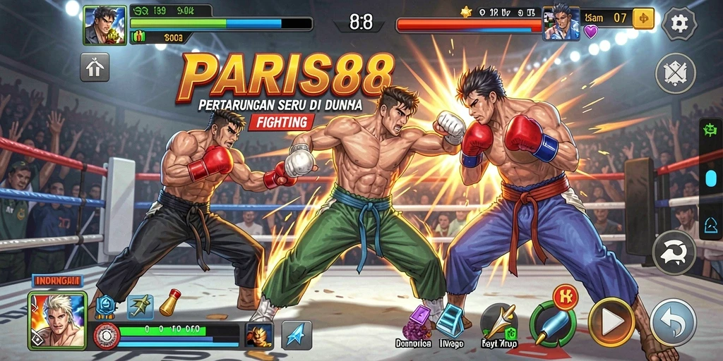 Tampilan menarik dari gameplay Fighting PARIS88 dengan aksi seru.