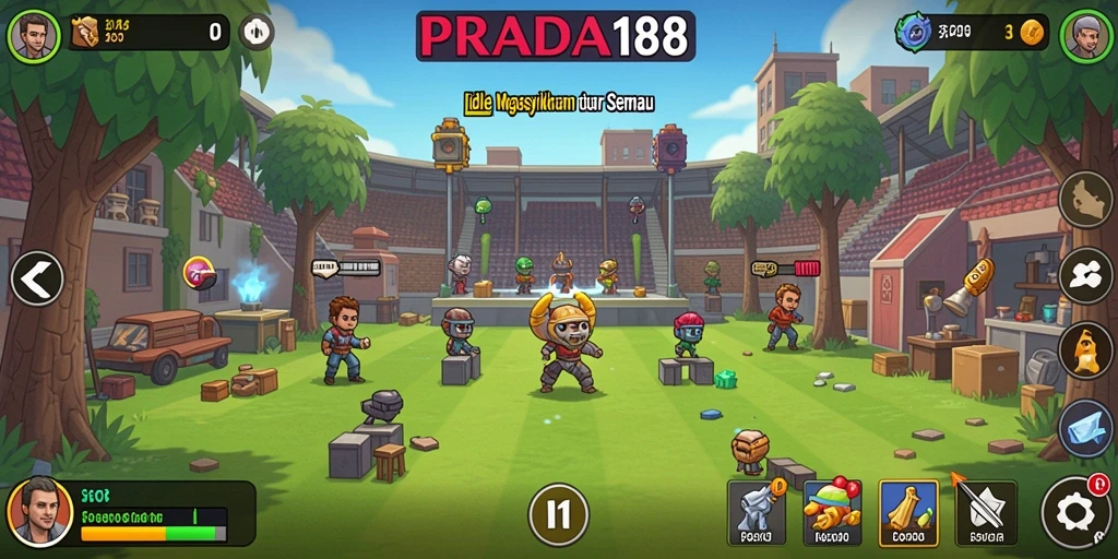 Tampilan gameplay Idle PRADA188 dengan grafik yang menarik.