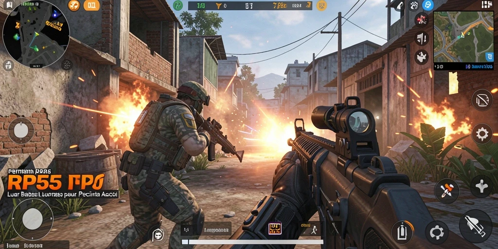 Tampilan gameplay RP55 dengan aksi tembak-menembak yang mendebarkan.