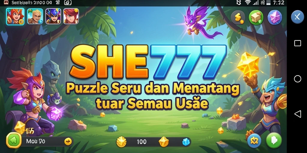 Tampilan menarik dari gameplay teka-teki SHE777 yang penuh warna.