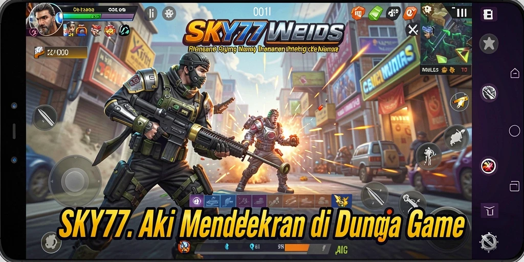 Tampilan gameplay seru dengan aksi mendebarkan di SKY77.
