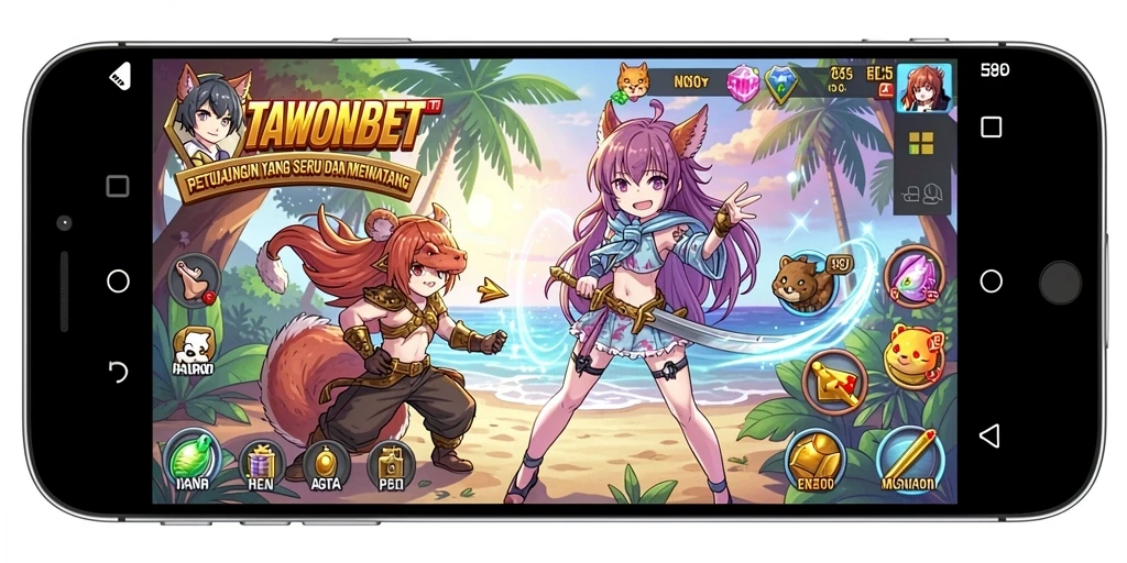Screenshot gameplay TAWONBET yang menampilkan aksi seru karakter anime.