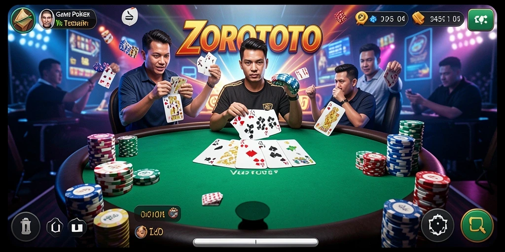 Screenshot ZOROTOTO menampilkan gameplay seru poker yang mengasyikkan.